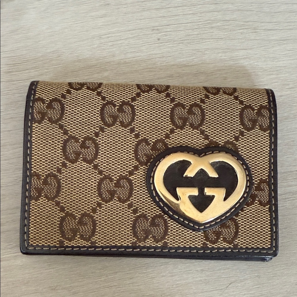 Gucci Tan and Gold Card Holder